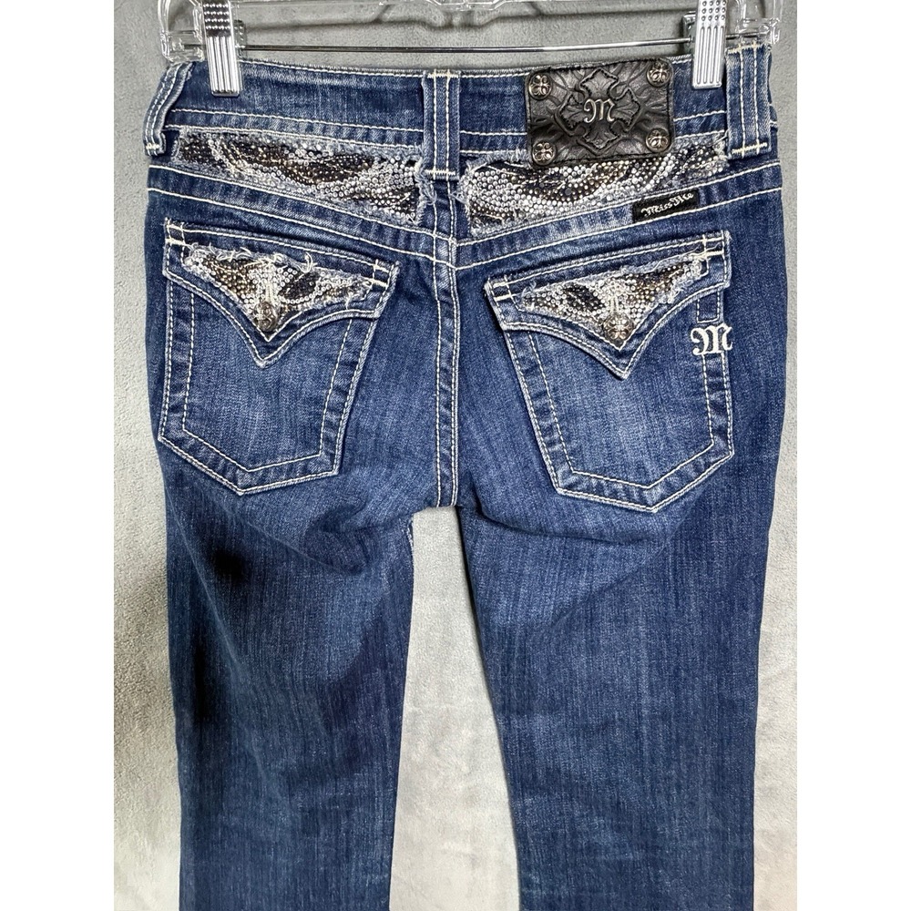 Miss Me Womens Bootcut Jeans 27 Dark Wash Sequin Rhinestone Western Cowgirl